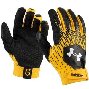 Under Armour Yellow Black Football Receiver Gloves Grip
